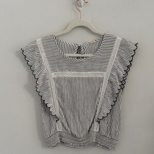 Hem & Thread Black and White Ruffle Blouse